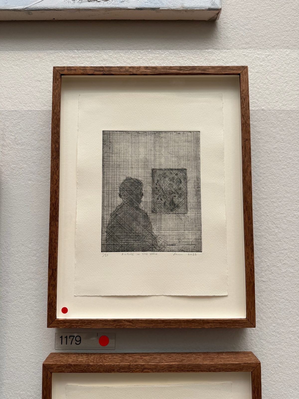 An etching by Sam Austen, Picture in the Dark, from an edition of 20.