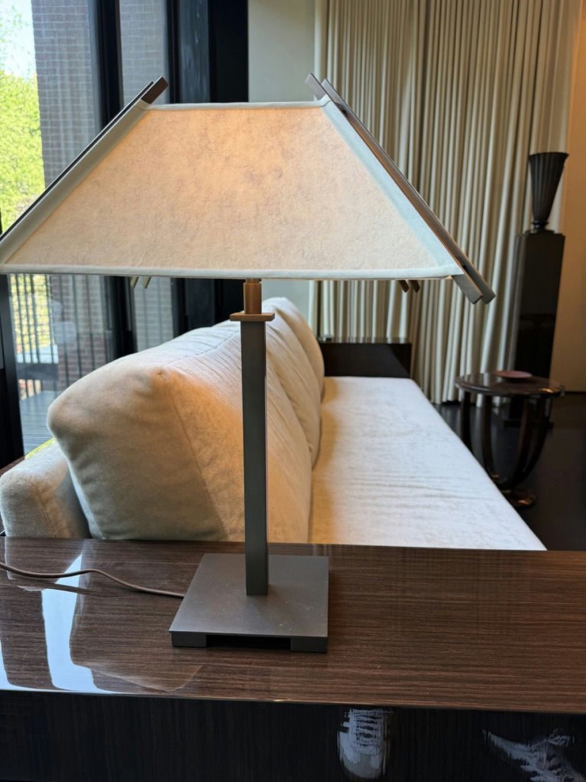 Athena Calderone's Vélin table lamp in dark bronze, from Assembler I.